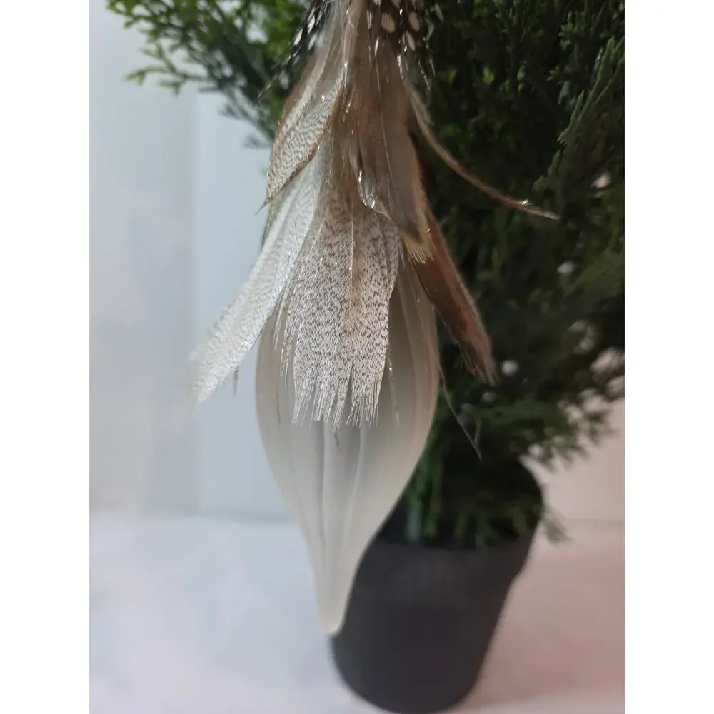 Blown Glass Finial Christmas Ornament Feathered Robert Stanley 9.5